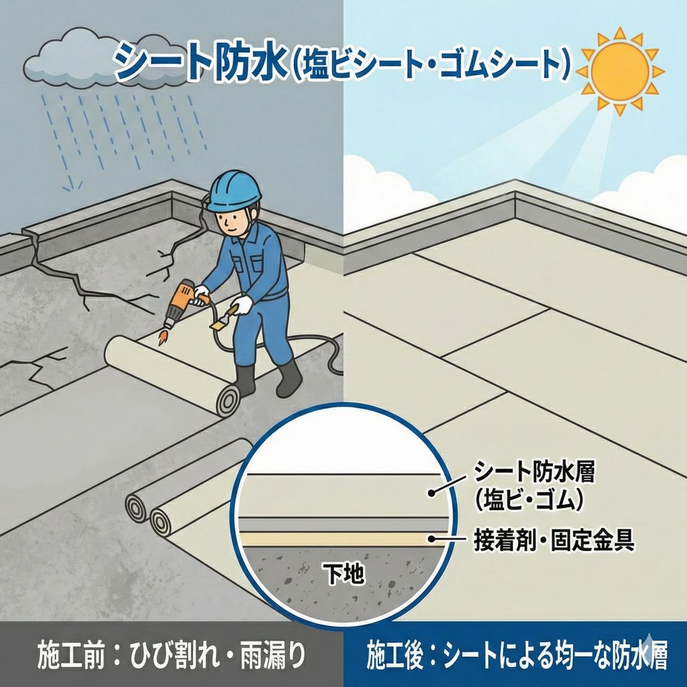 シート防水（塩ビシート・ゴムシート）